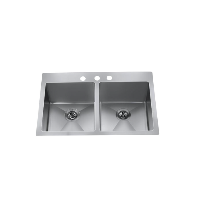 Craftx Undermount 33 x 22-in Brushed Satin Double Bowl 3-Hole Kitchen Sink - CXZD882DM3
