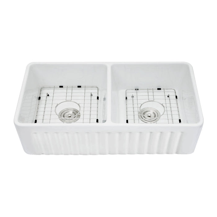 Agua Canada EMIRALD 2 Bowls 33X18 Apron-Front Reversible Kitchen Sink