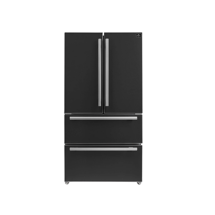 Forno MOENA 36" French Door 19.2 cu.ft. Black Refrigerator - FFRBI1820-36BLK