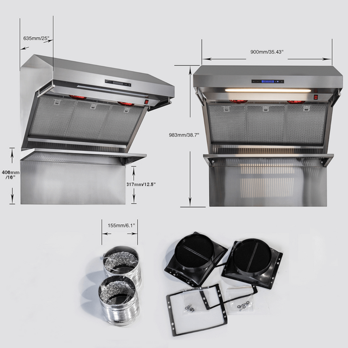 Forno SAVONA 36" Wall Mount Range Hood 1200 CFM with Backsplash - FRHWM5029-36HB