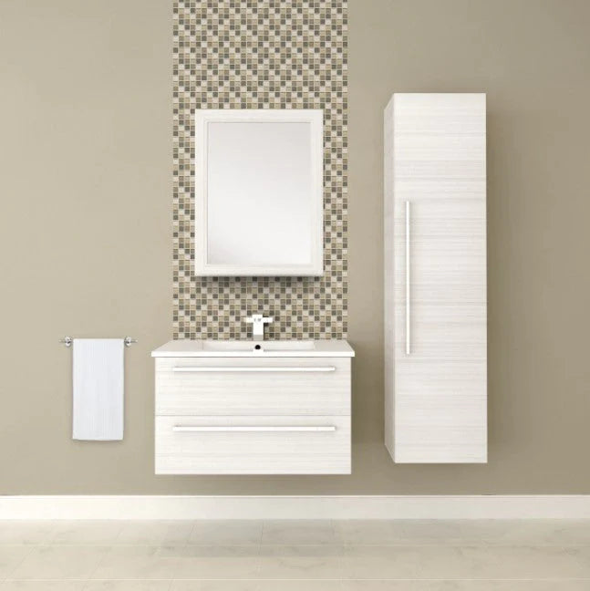 Cutler Silhouette 30” White Chocolate Wall Mount Bathroom Vanity FV W/CHOCOLATE30