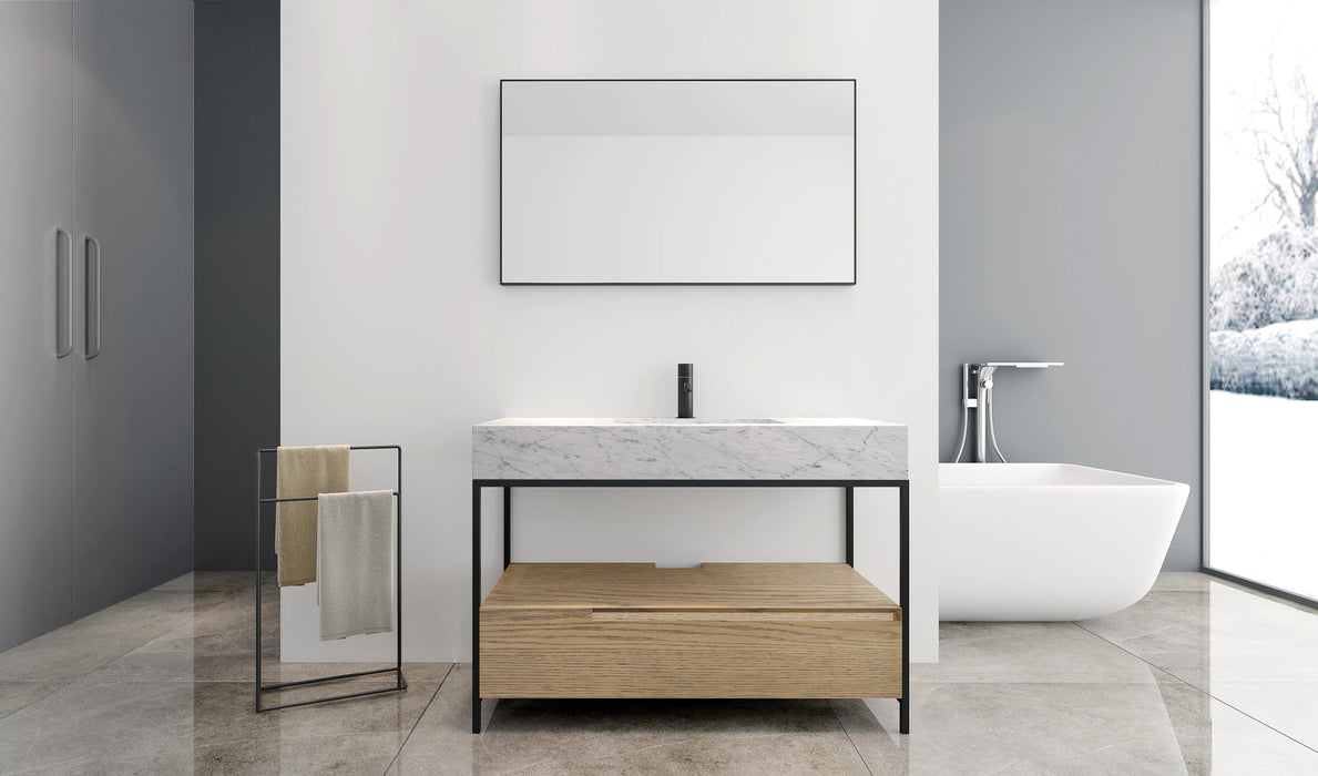 Agua Canada ISADORA-48-WO23 48" Suspended Vanity on Legs 1 Drawer Natural Oak