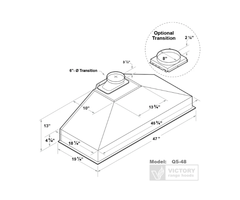 Victory Range Hoods Q5 48" Range Hood Insert