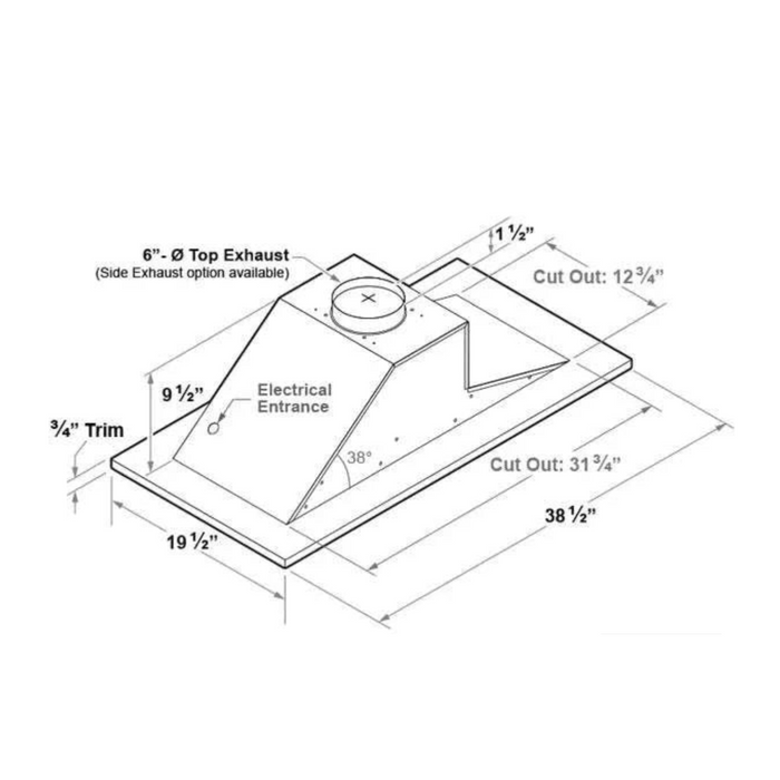 Victory Range Hoods Sunset 600 CFM Black Flush Ceiling Mount Dimmable LED Range Hood