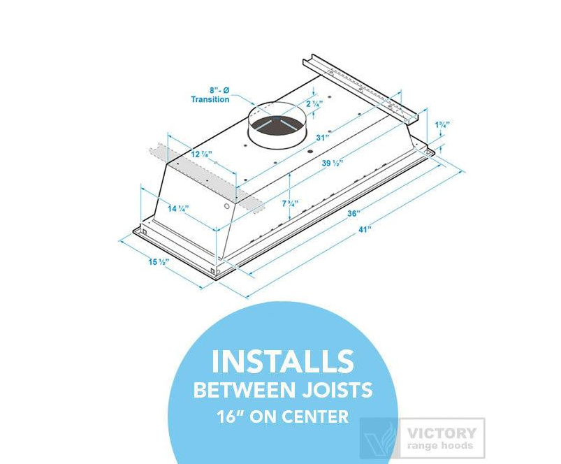 Victory Range Hoods Horizon Matte White Flush Ceiling Mount Range Hood