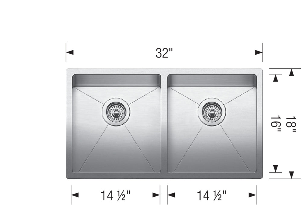 Blanco QUATRUS R15 U 2 Stainless Steel Kitchen Sink