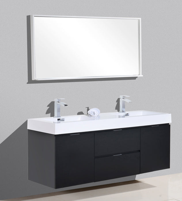 KubeBath Bliss 60" Double Sink Wall Mount Modern Bathroom Vanity