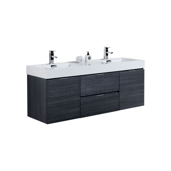 KubeBath Bliss 60" Double Sink Wall Mount Modern Bathroom Vanity