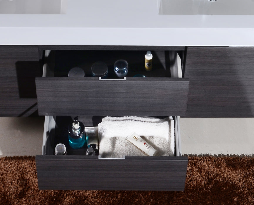 KubeBath Bliss 60" Double Sink Wall Mount Modern Bathroom Vanity