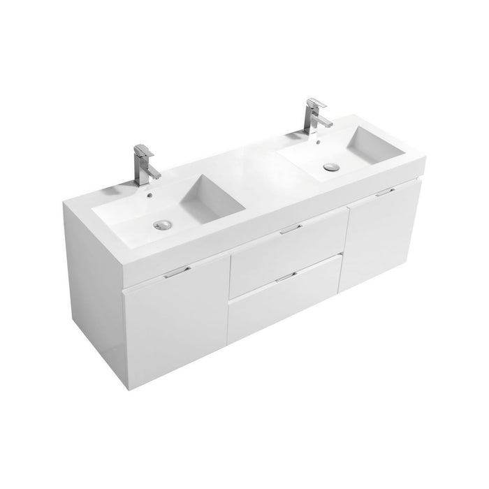 KubeBath Bliss 60" Double Sink Wall Mount Modern Bathroom Vanity