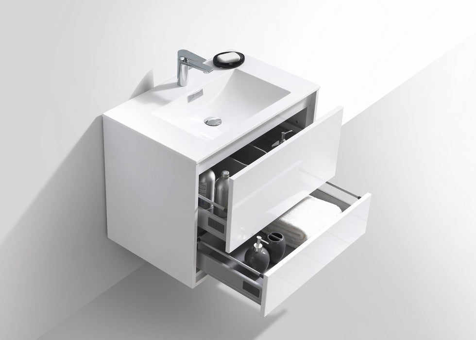 KubeBath DeLusso 30" Wall Mount Modern Bathroom Vanity