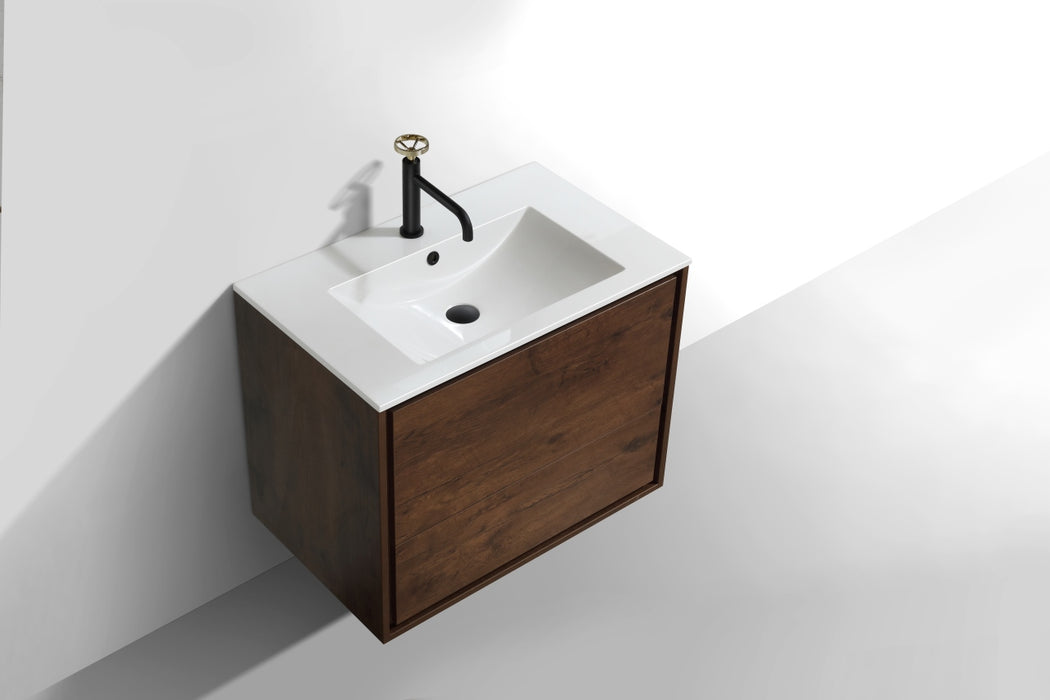 KubeBath DeLusso 30" Wall Mount Modern Bathroom Vanity