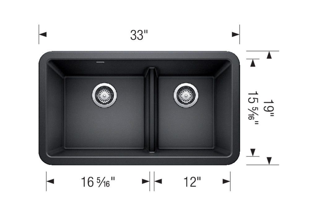 Blanco IKON 33 1¾ Low Divide Double Bowl SILGRANIT Apron Kitchen Sink