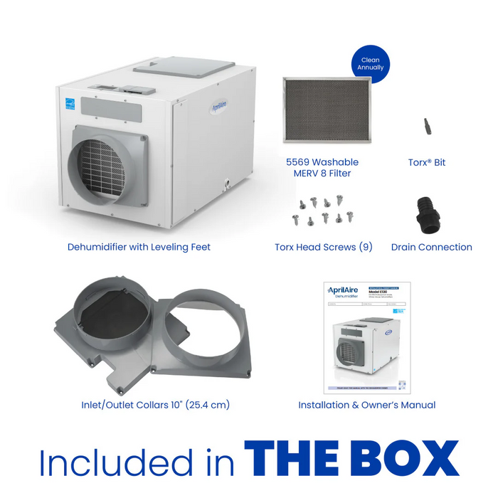 Aprilaire E130W Dehumidifier, Wi-Fi Enabled 130 Pints/day for CrawlSpaces & Basements