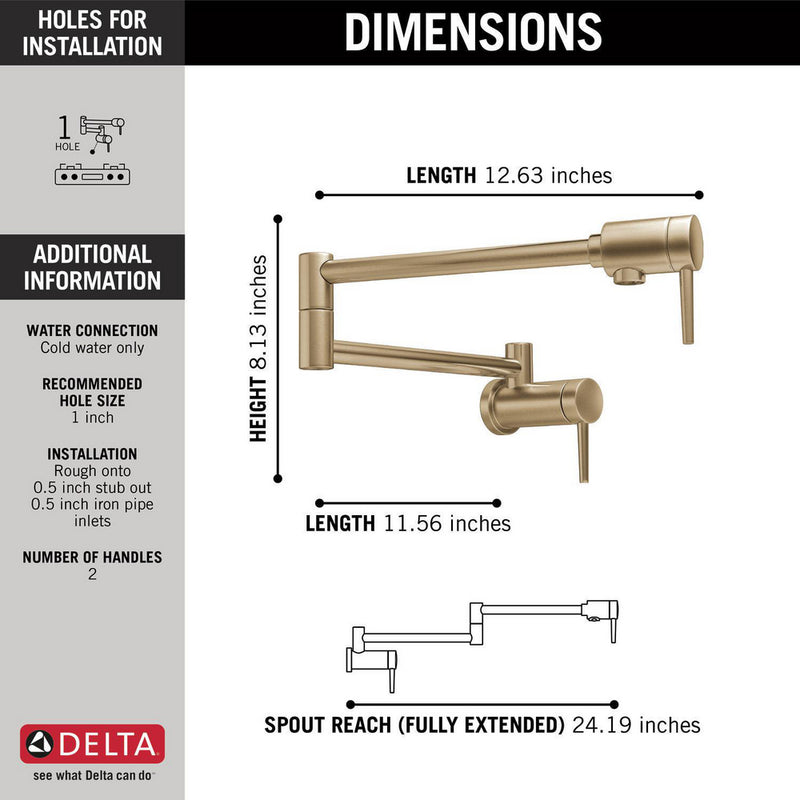 Delta Pot Filler Faucet - Wall Mount 1165LF