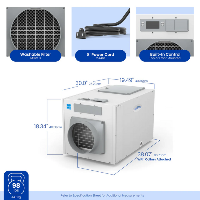 Aprilaire E130W Dehumidifier, Wi-Fi Enabled 130 Pints/day for CrawlSpaces & Basements