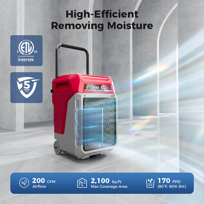 AlorAir Storm 80X Commercial Dehumidifier – 170 PPD Industrial Basement & Water Damage Restoration Unit