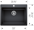 Blanco PRECIS Single 25" ADA/CSA Wheelchair Accessible Sink SILGRANIT - 402879