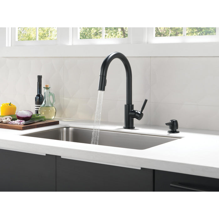 Delta TRASK Single Handle Pull-Down Kitchen Faucet with Soap Dispenser - Matte Black