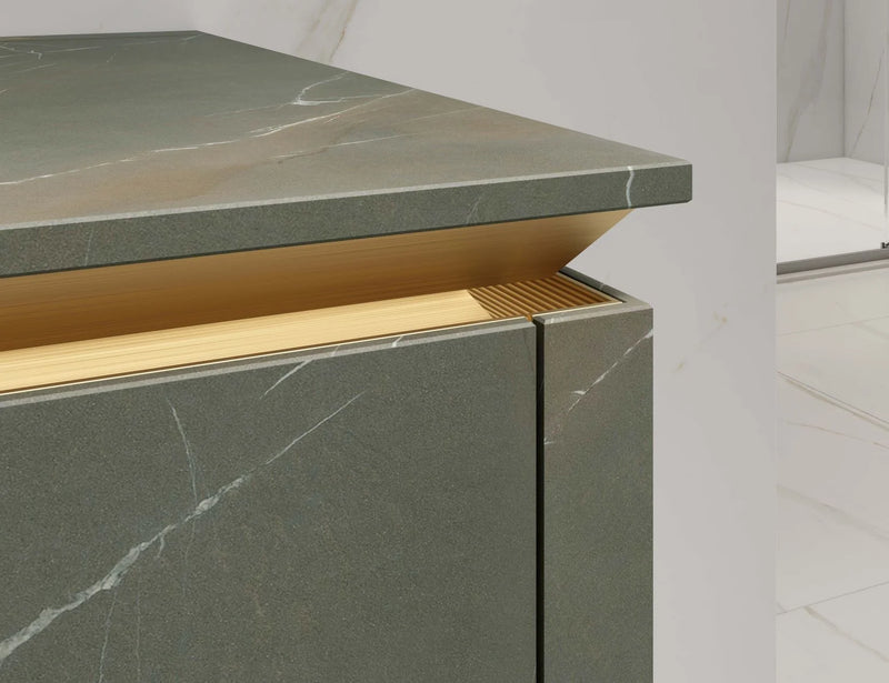 Agua Canada ISEULT-72-ST5314 72” Freestanding Vanity on Legs 4 Drawers Gray Marble Effect