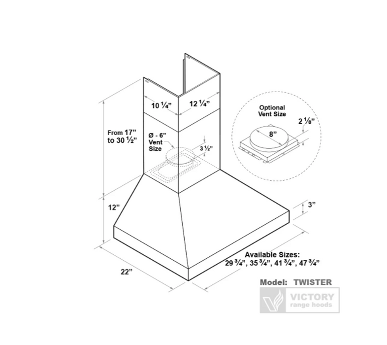 Victory Range Hoods Twister 30" Wall Mount Range Hood