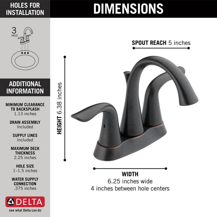 Delta LAHARA Two Handle Centerset Lavatory Faucet - Venetian Bronze