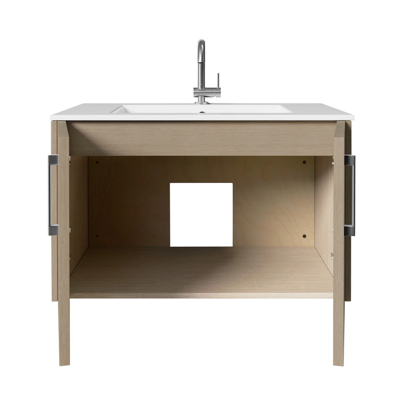 Cutler Bekka 30" Wall Mount Single Sink Cultured Marble Top Modern Bathroom Vanity