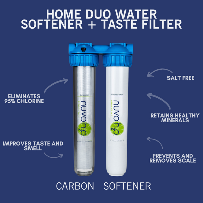 NuvoH2O Home Duo Water Softener & Taste Filter Bundle with Replacement Cartridge Set