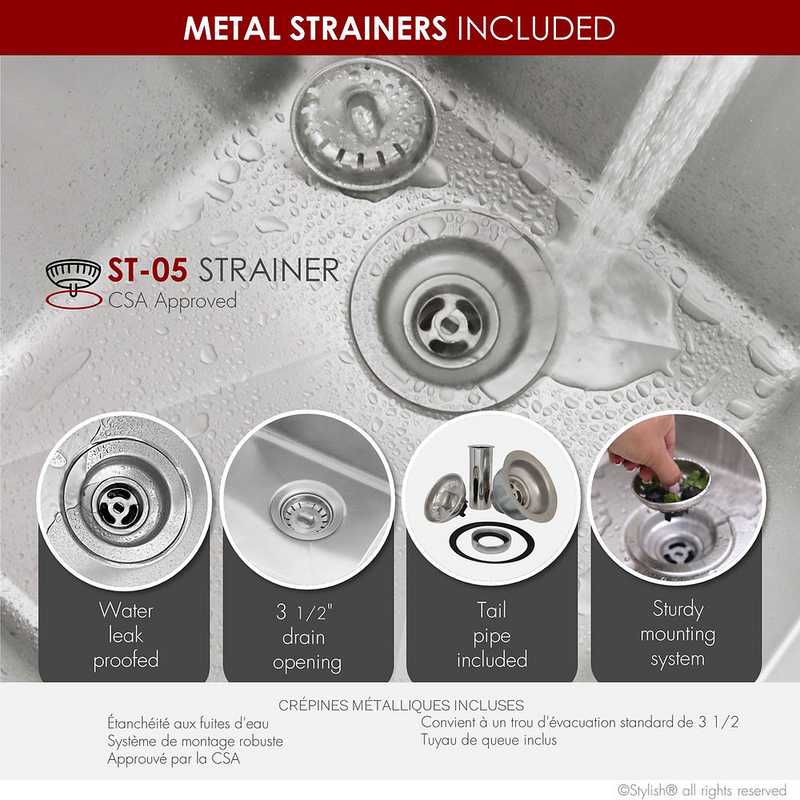 Stylish 31" TOLEDO Dual Mount Double Bowl Kitchen Sink - S-401-3