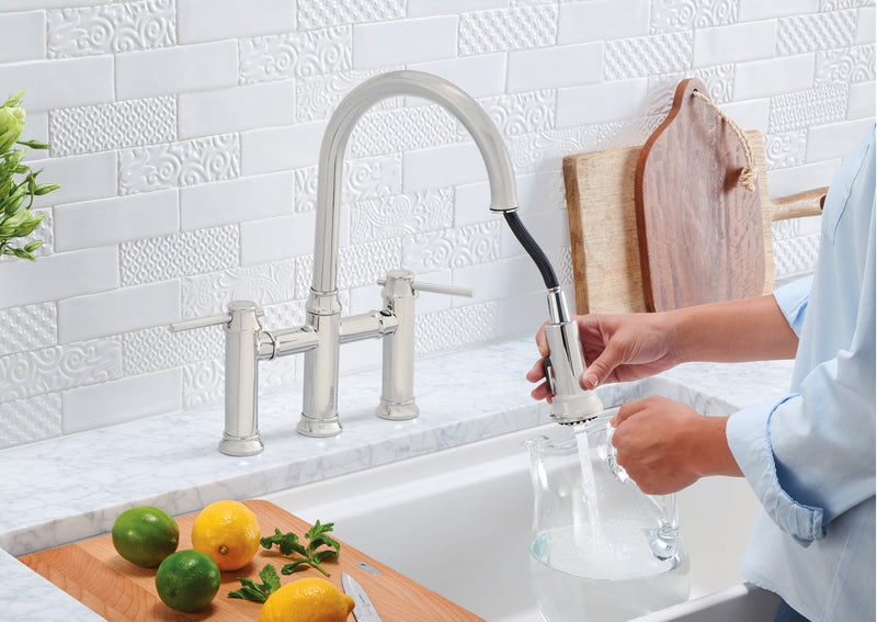 Blanco Empressa Bridge Deck-Mount 1.5GPM Pull-Down Kitchen Faucet
