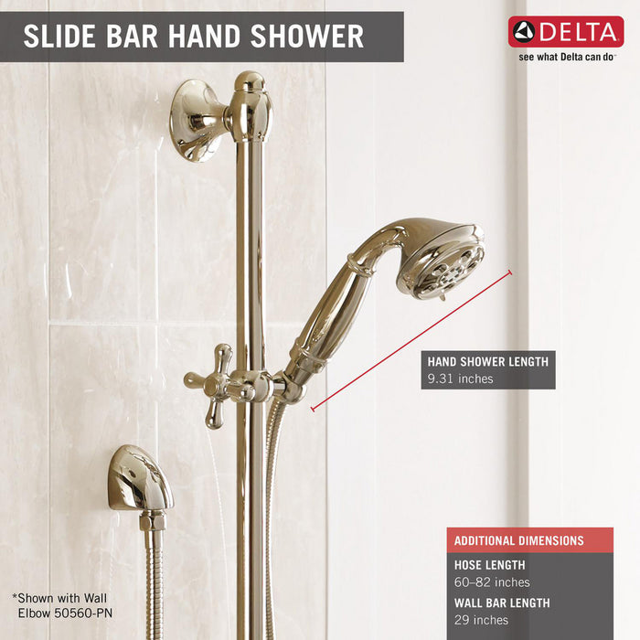 Delta 3-Spray H2Okinetic Slide Bar Hand Held Shower with Hose 51308