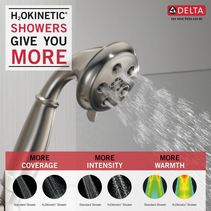 Delta 3-Spray H2Okinetic Slide Bar Hand Held Shower with Hose 51308