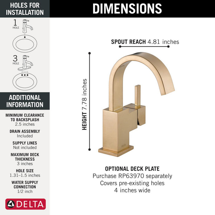 Delta Vero Bathroom Faucet in Chrome with Pop-Up