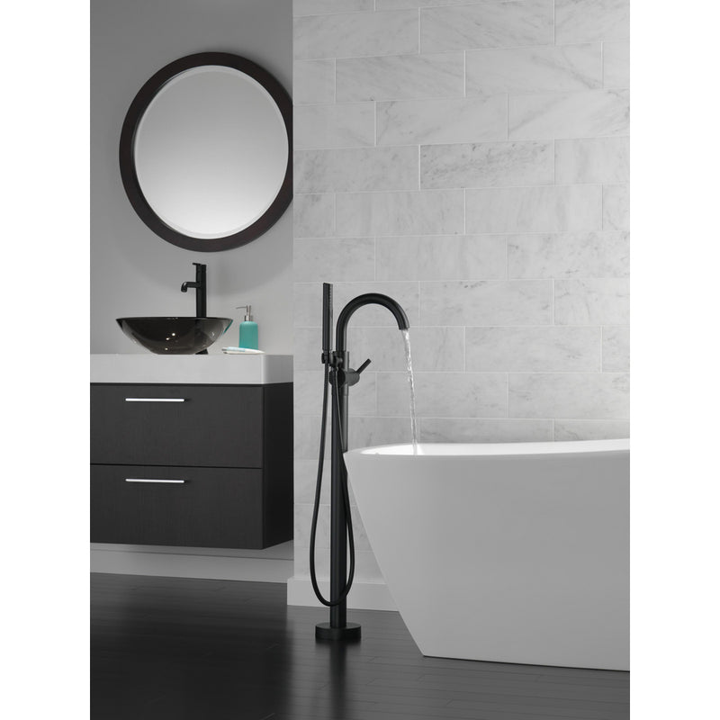 Delta Single Handle Floor Mount Tub Filler Trim With Hand Shower