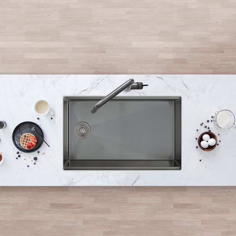 Stylish 33'' VERSA33 S-613WNK Undermount Workstation Single-Bowl Graphite Black Kitchen Sink with Accessories