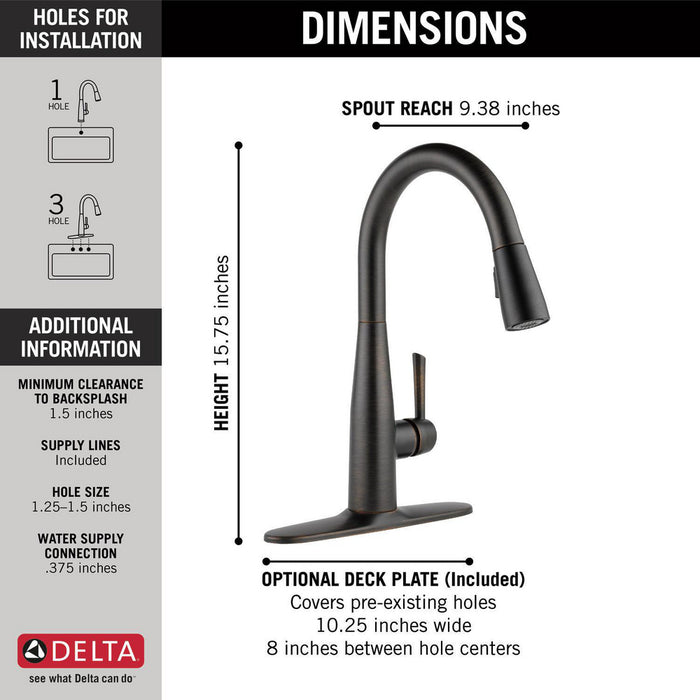 Delta ESSA Single Handle Pull-down Kitchen Faucet - Venetian Bronze