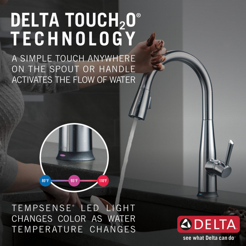 Delta Essa Single Handle Pull-Down Kitchen Faucet with Touch2O Technology 9113T