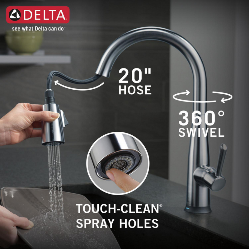 Delta Essa Single Handle Pull-Down Kitchen Faucet with Touch2O Technology 9113T