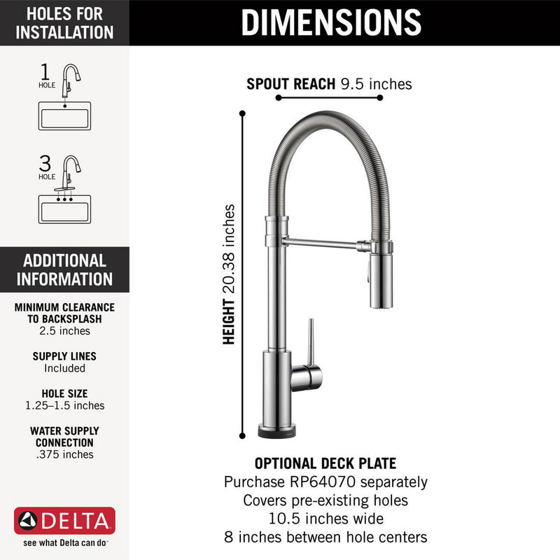 Delta Trinsic Single Handle Pull-down Kitchen Faucet With Spring Spout With Touch2O