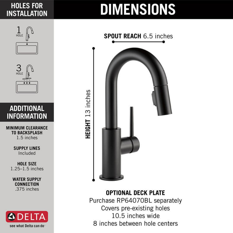 Delta TRINSIC Single Handle Pull-Down Bar/Prep Faucet