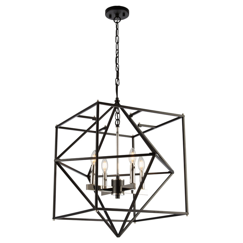 Artcraft Lighting Roxton 4 Light Chandelier (Matte Black & Polished Nickel) AC11204PN