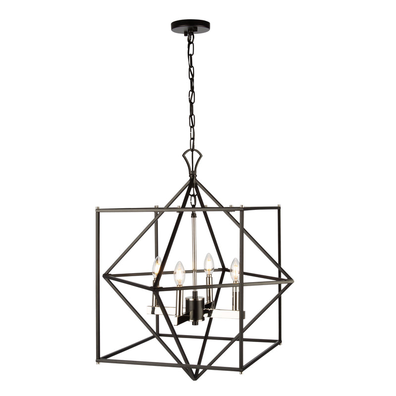 Artcraft Lighting Roxton 4 Light Chandelier (Matte Black & Polished Nickel) AC11204PN