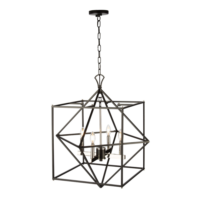 Artcraft Lighting Roxton 4 Light Chandelier (Matte Black & Polished Nickel) AC11204PN