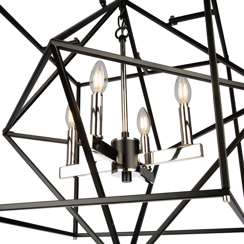 Artcraft Lighting Roxton 4 Light Chandelier (Matte Black & Polished Nickel) AC11204PN