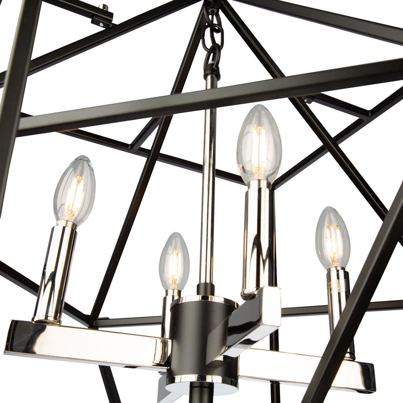 Artcraft Lighting Roxton 4 Light Chandelier (Matte Black & Polished Nickel) AC11204PN