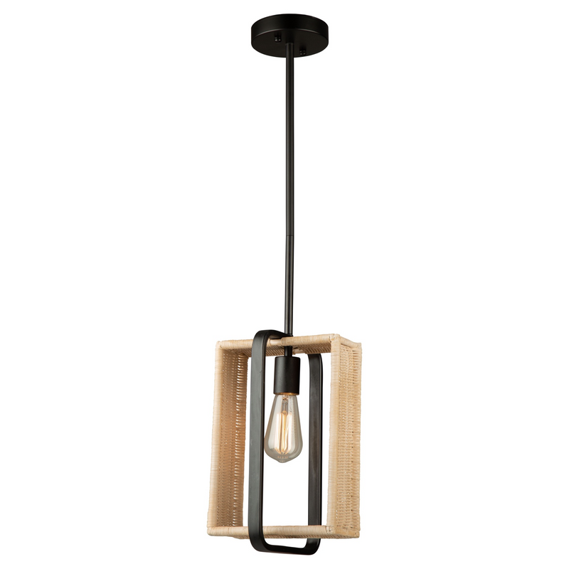 Artcraft Lighting Perris Collection 1 Light LED Rattan Pendant Light AC11711BK