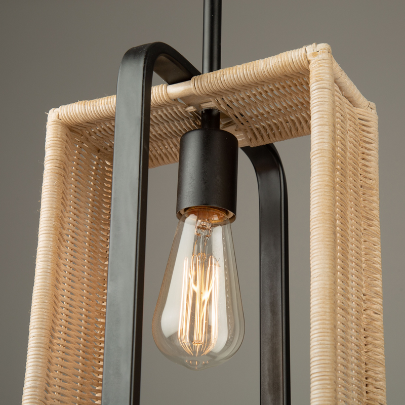 Artcraft Lighting Perris Collection 1 Light LED Rattan Pendant Light AC11711BK