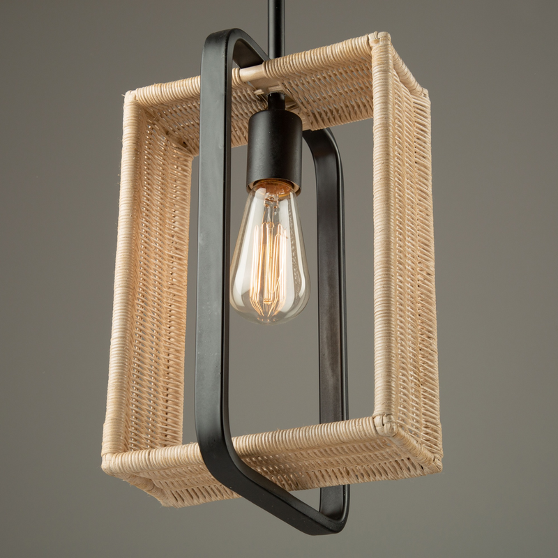 Artcraft Lighting Perris Collection 1 Light LED Rattan Pendant Light AC11711BK