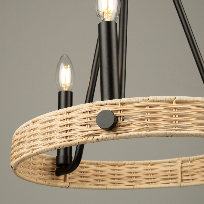 Artcraft Lighting Perris Collection 3 Light Rattan Chandelier AC11713BK
