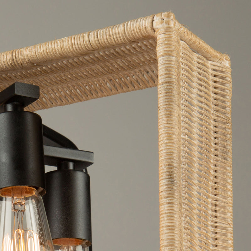Artcraft Lighting Perris Collection 4 Light LED Rattan Pendant Light AC11714BK